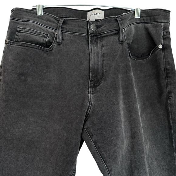 Frame L'Homme Slim Jean Fade to Grey Washed Black Denim Stretch Size 36x32 Mens - Picture 3 of 10